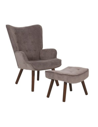 ALMA Set Armchair & Stool Walnut -...