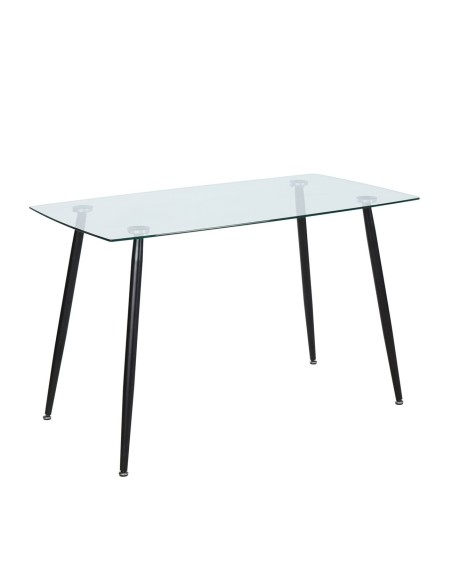 ROBY Table 120x70cm Metal Black Paint-Glass