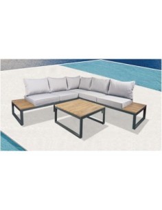 MEXICO Set (Corner Sofa + Table) Alu Anthracite/Cushion Grey
