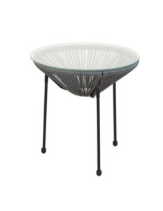 ACAPULCO Side Table D.50 Black Steel / Grey Plastic Rattan