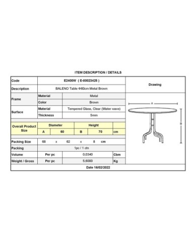 BALENO Τραπέζι Κήπου - Βεράντας,...