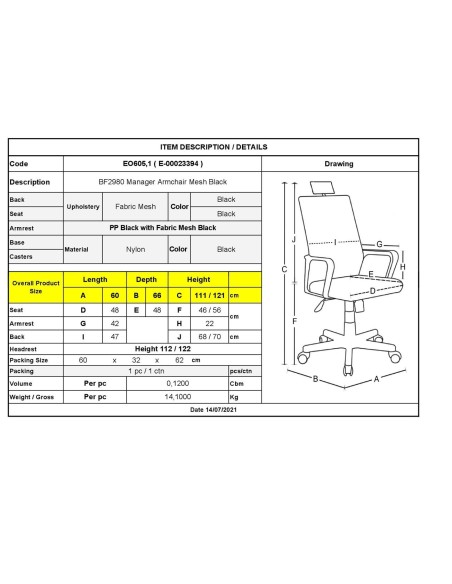 BF2980 Manager Armchair Mesh Black