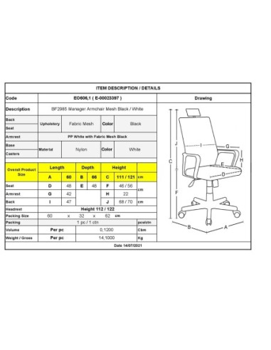 BF2985 White Manager Armchair Mesh Black