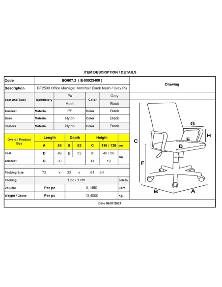 BF2500 Manager Armchair Black Mesh-Grey Pu