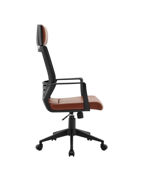 BF2500 Πολυθρόνα Γραφείου Διευθυντή Mesh Μαύρο - Pu Καφέ