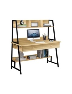 PC Metal Desk 2 Drawers/2 Shelves 100x48x73/137cm Black/Sonoma