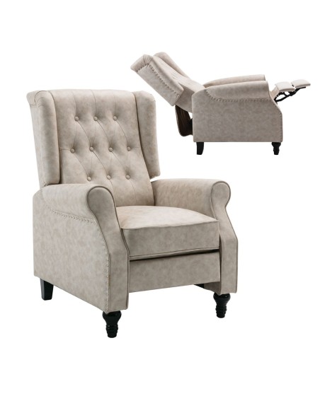 CHESTER Relax Armchair Antique Ecru Fabric