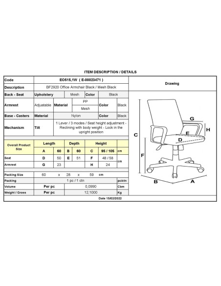 BF2920W Office Armchair Black Mesh