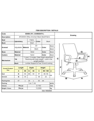 BF2930W Office Armchair Black...