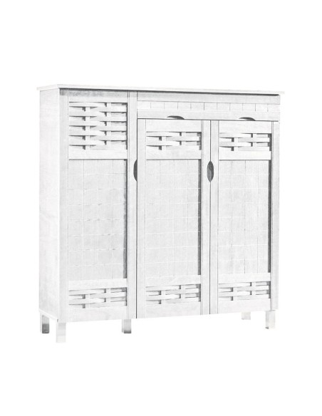 SHOE CABINET 3 Doors, 1 Drawer 115x38x119cm White