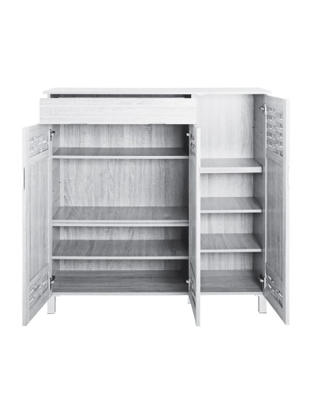 SHOE CABINET 3 Doors, 1 Drawer 115x38x119cm White