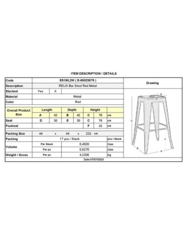 RELIX Bar Stool Metal Red