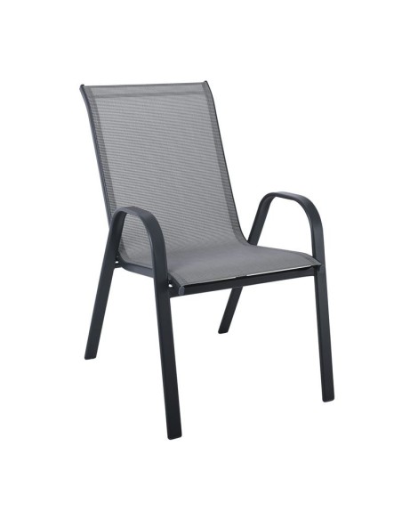 RIO Πολυθρόνα Στοιβαζόμενη Κήπου, Μέταλλο Βαφή Ανθρακί, Textilene Γκρι (4,20kg)