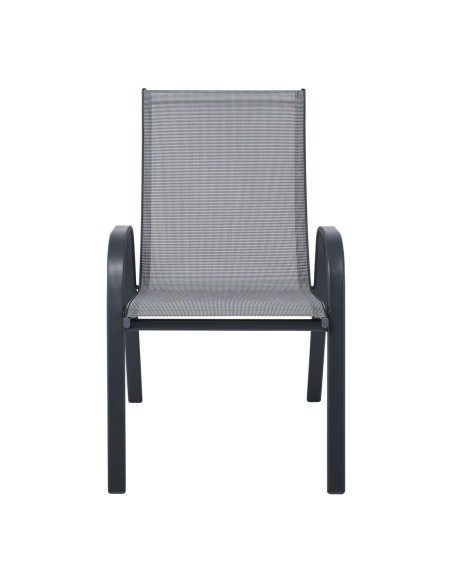 RIO Πολυθρόνα Στοιβαζόμενη Κήπου, Μέταλλο Βαφή Ανθρακί, Textilene Γκρι (4,20kg)