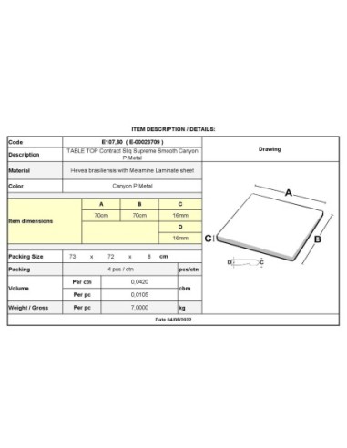 TABLE TOP Contract Sliq Supreme...