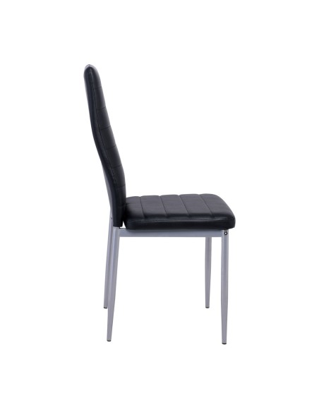 JETTA Καρέκλα Τραπεζαρίας - Κουζίνας, Μέταλλο Βαφή Γκρι, Pvc Μαύρο, Full K-D - Συσκ.6