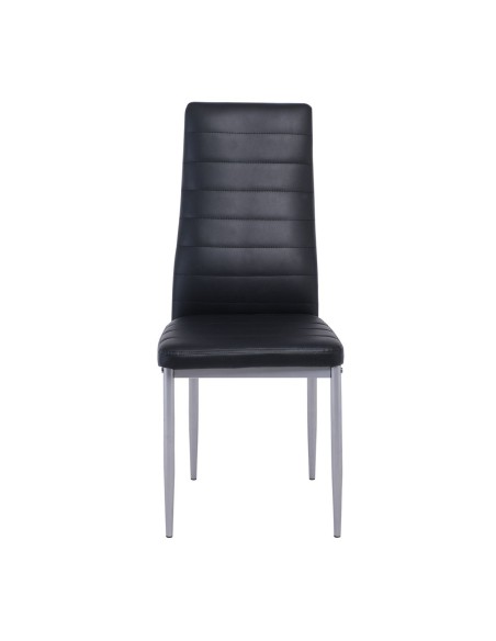 JETTA Καρέκλα Τραπεζαρίας - Κουζίνας, Μέταλλο Βαφή Γκρι, Pvc Μαύρο, Full K-D - Συσκ.6