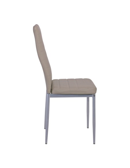 JETTA Καρέκλα Τραπεζαρίας - Κουζίνας, Μέταλλο Βαφή Γκρι, Pvc Cappuccino Full K-D Συσκ.6
