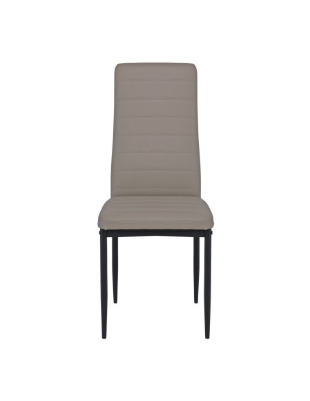 JETTA Καρέκλα Τραπεζαρίας - Κουζίνας, Μέταλλο Βαφή Μαύρο, Pvc Cappuccino Full K-D Συσκ.6