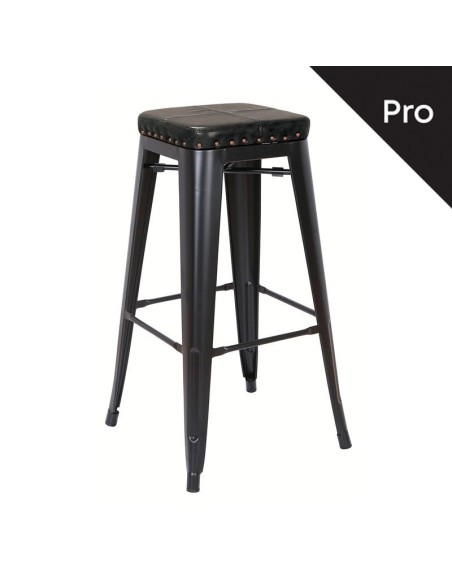 RELIX Σκαμπό Bar-Pro, Στοιβαζόμενο, Μέταλλο Βαφή Μαύρο Matte, Pu Μαύρο