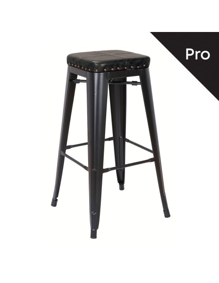 RELIX Σκαμπό Bar-Pro, Στοιβαζόμενο, Μέταλλο Βαφή Μαύρο Matte, Pu Μαύρο