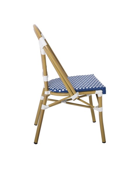 PARIS Chair Alu Natural-Wicker White-Blue