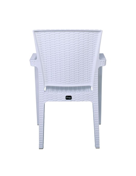 LORA Πολυθρόνα Κήπου Στοιβαζόμενη, PP (Rattan Look) Απόχρωση Άσπρο