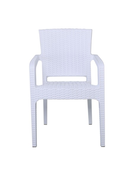 LORA Πολυθρόνα Κήπου Στοιβαζόμενη, PP (Rattan Look) Απόχρωση Άσπρο