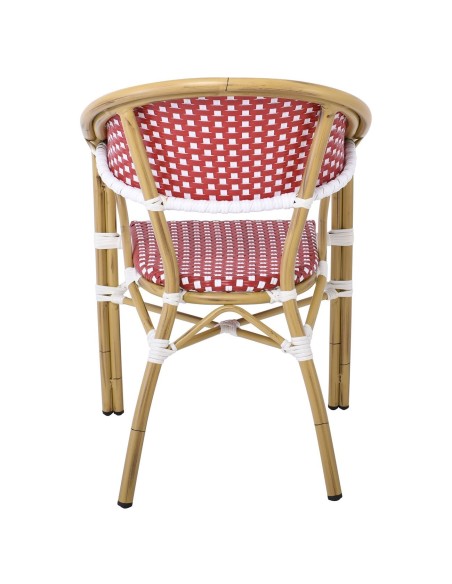 PARIS Armchair Alu Natural-Wicker White-Red