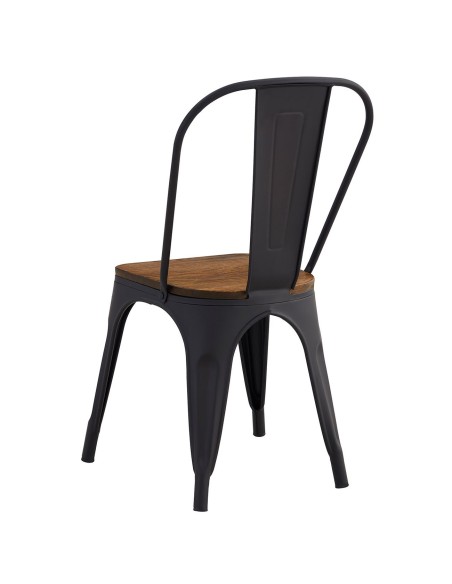 RELIX Wood Καρέκλα Μέταλλο Βαφή Μαύρο Extra Matte, Κάθισμα Dark Oak, Στοιβαζόμενη