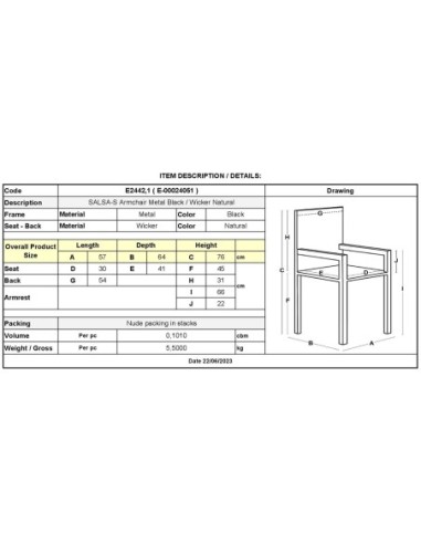 SALSA-S Armchair Metal Black-Wicker...