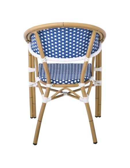 PARIS Armchair Alu Natural-Wicker White-Blue