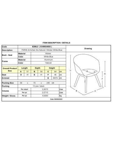 PARIS Armchair Alu Natural-Wicker...