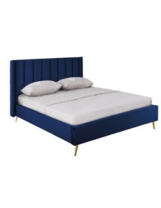PASSION Bed (for Mattress 160x200cm) Blue Velure Fabric