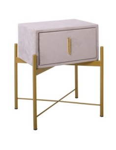 PASSION Bedside Cappuccino Velure Fabric 1-Drawer