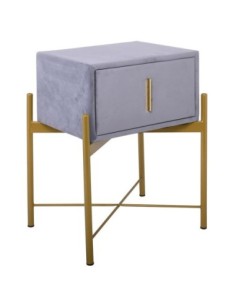 PASSION Bedside Grey Velure Fabric 1-Drawer