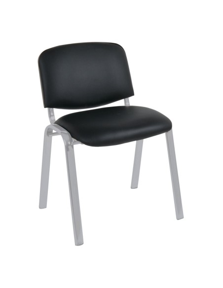 SIGMA Stacking Chair Silver Frame-Black Pvc