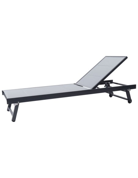 POOL Ξαπλώστρα, Αλουμίνιο Βαφή Ανθρακί, Textilene Γκρι