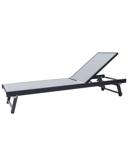 POOL Ξαπλώστρα, Αλουμίνιο Βαφή Ανθρακί, Textilene Γκρι