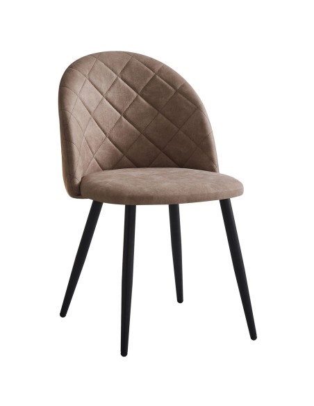 BELLA Chair Metal Black-Suede Beige Fabric