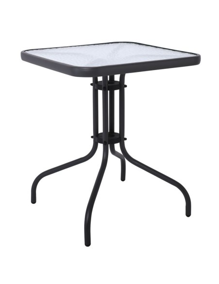 BALENO Τραπέζι Κήπου - Βεράντας, Μέταλλο Βαφή Ανθρακί, Γυαλί Tempered