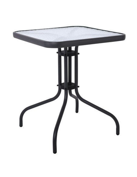 BALENO Τραπέζι Κήπου - Βεράντας, Μέταλλο Βαφή Ανθρακί, Γυαλί Tempered