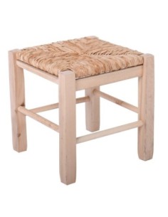 TAVERNA Low Stool H35cm Unpainted with Rush Seat