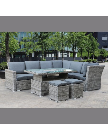 BOOZER Set Alu (5pcs) Wicker Grey-Cushions Anthracite