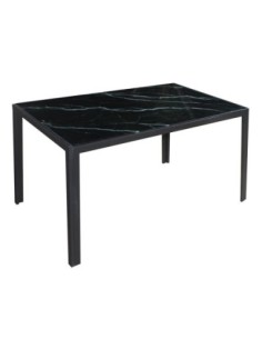 DEGO Table 140x80cm Metal Black Paint/Glass Black Marble