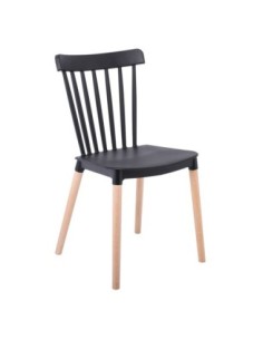 LINA Καρέκλα Τραπεζαρίας - Κουζίνας, PP Μαύρο, Πόδια Οξιά Φυσικό