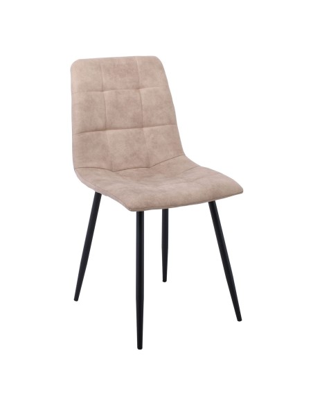 LYDIA Chair Metal Black, Beige Suede Fabric