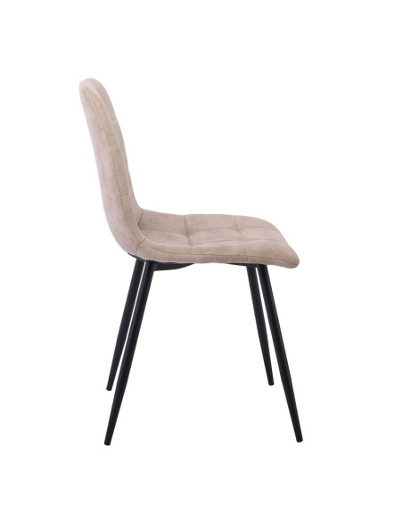 LYDIA Chair Metal Black, Beige Suede Fabric