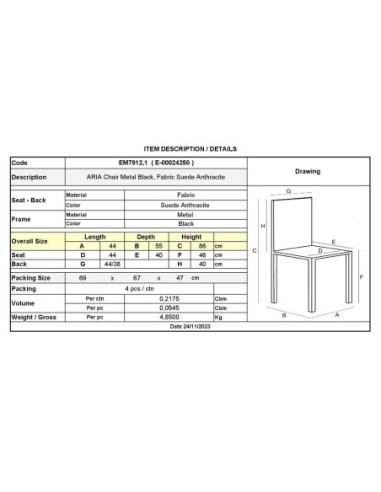 ARIA Chair Metal Black, Anthracite...