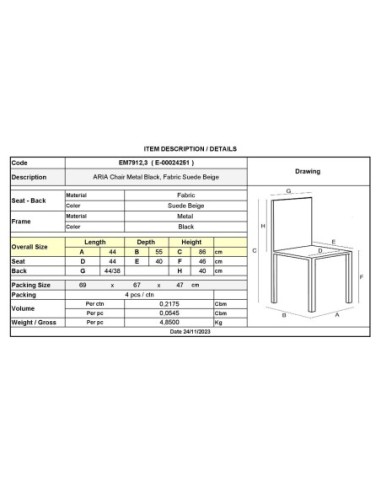 ARIA Καρέκλα Τραπεζαρίας - Κουζίνας,...